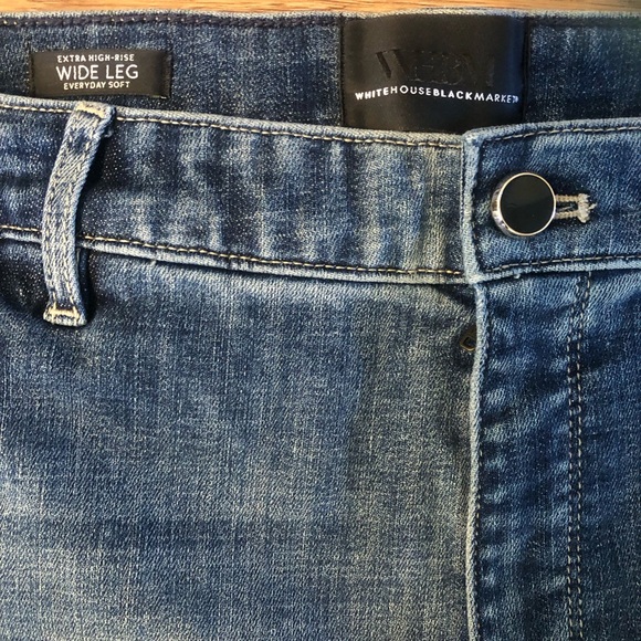 White House Black Market Extra High Rise Curvy Wide Leg Soft Denim Jeans 14S - Picture 6 of 8